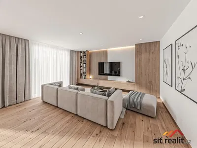 Salon; parquet, lumière naturelle, style moderne