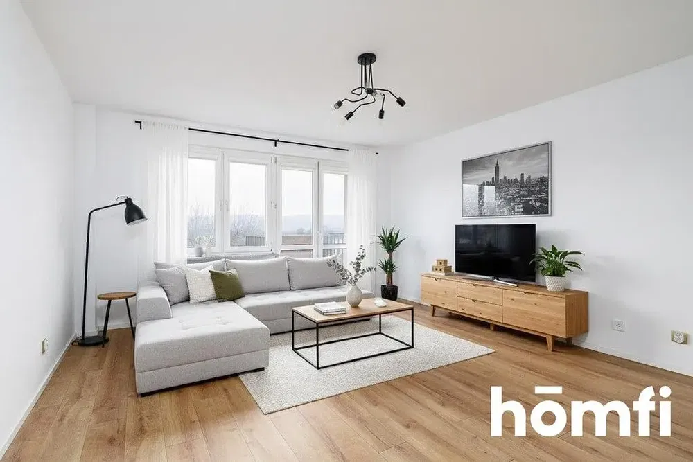 Dnevna soba; pogled, prirodno svjetlo, moderni stil, drveni pod