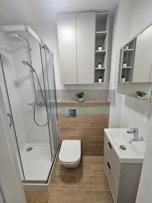 Banyo; fayans zemin, doğal ışık, tadilatlı