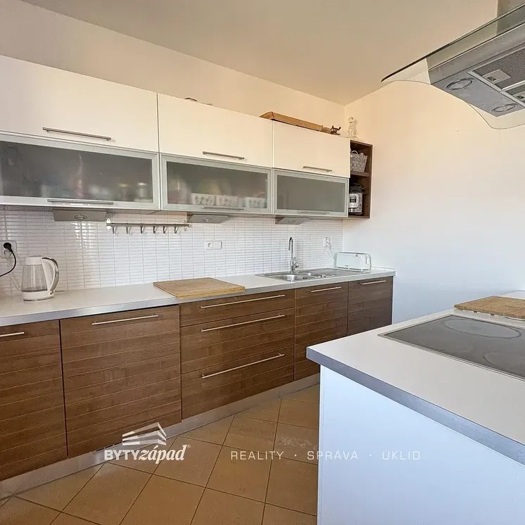 Mutfak; mutfak aletleri, fayans zemin, doğal ışık, modern stil