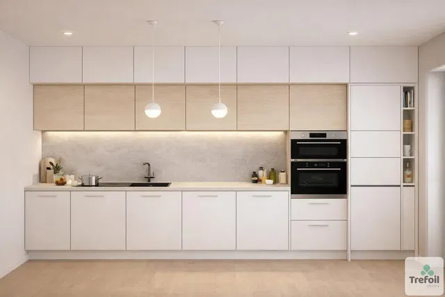 Cuisine; électroménager, rénové, style moderne, lumière naturelle