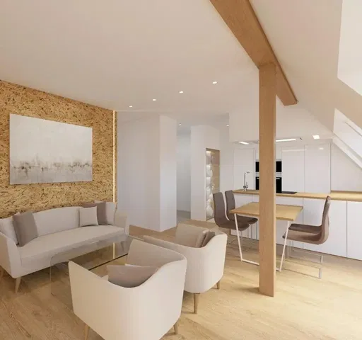 Salon; lumière naturelle, style moderne, poutres en bois