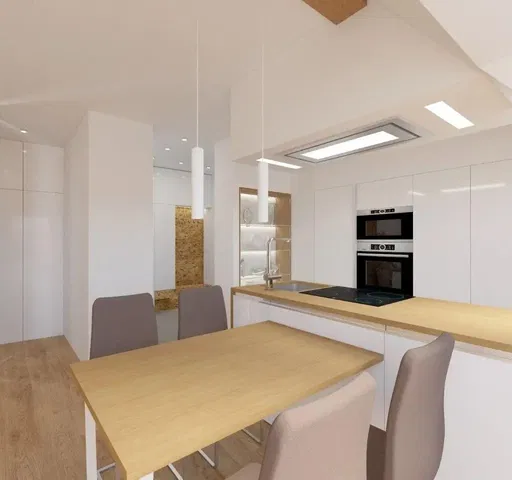 Cuisine; électroménager, lumière naturelle, style moderne, parquet