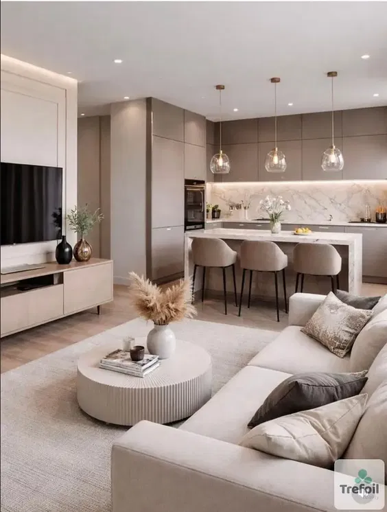 Woonkamer; moderne stijl, gerenoveerd, natuurlijk licht