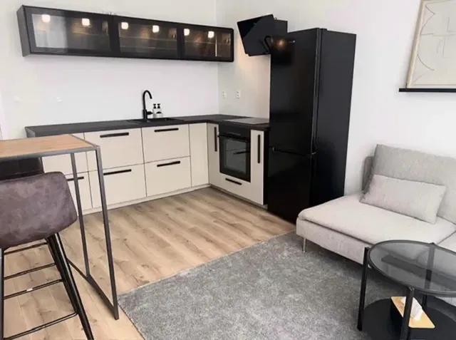 Cuisine; style moderne, parquet, lumière naturelle, électroménager