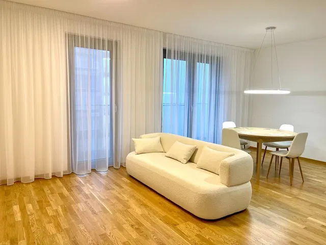 Wohnzimmer; tageslicht, holzboden, moderner stil