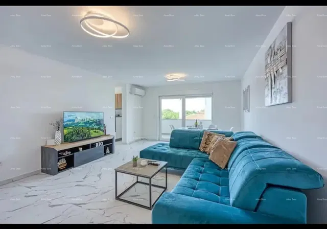 Living room; tile floor, natural light, modern style, view