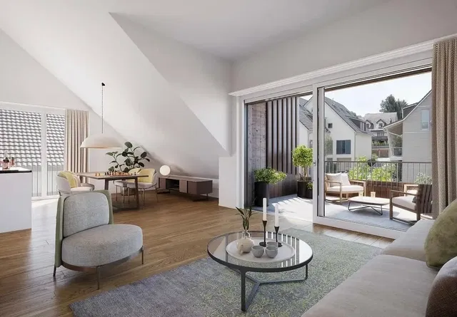 Wohnzimmer; blick, holzboden, tageslicht, moderner stil