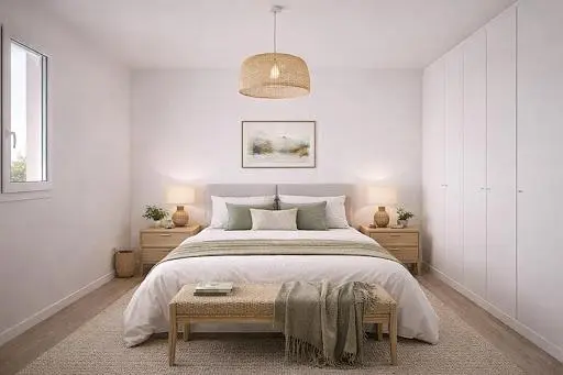 Yatak odası; doğal ışık, modern stil