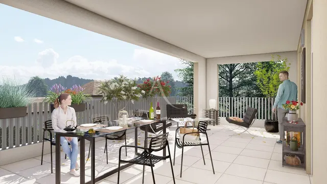 Terras; uitzicht, tegelvloer, natuurlijk licht