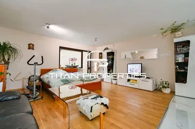 Obývací pokoj; dřevěná podlaha, přirozené světlo, moderní styl