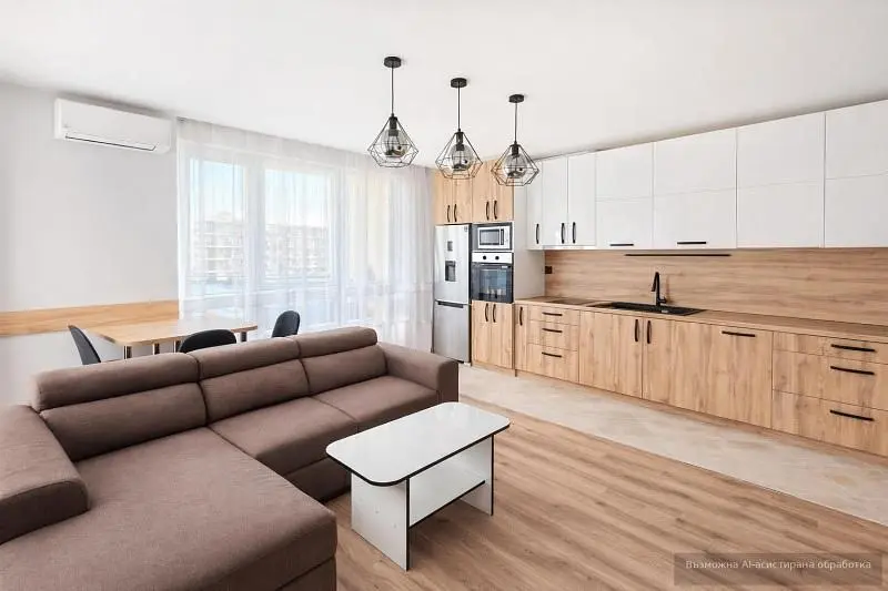 Soggiorno; vista, elettrodomestici, luce naturale, stile moderno, pavimento in legno