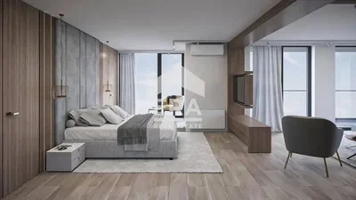 Spavaća soba; prirodno svjetlo, moderni stil, drveni pod