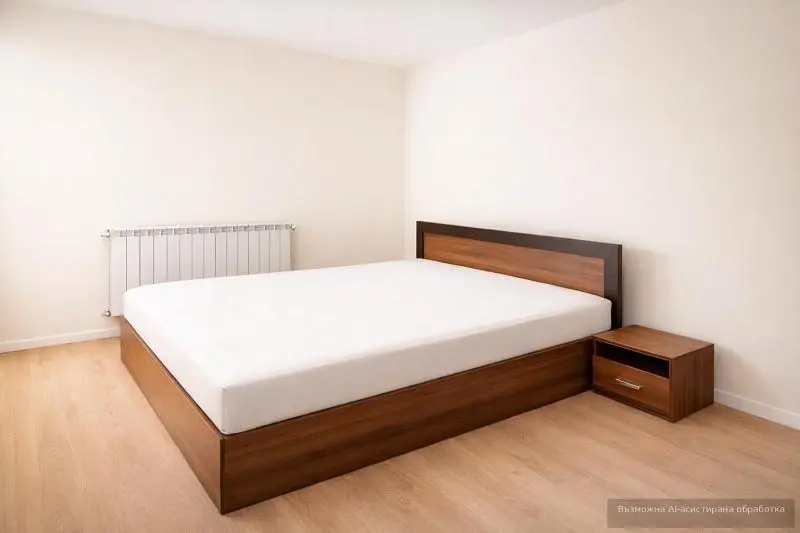 Camera da letto; pavimento in legno, luce naturale, stile moderno