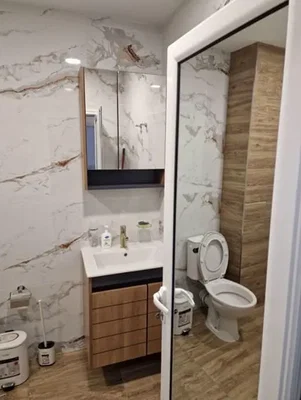 Toilette; pavimento in piastrelle, ristrutturato, luce naturale