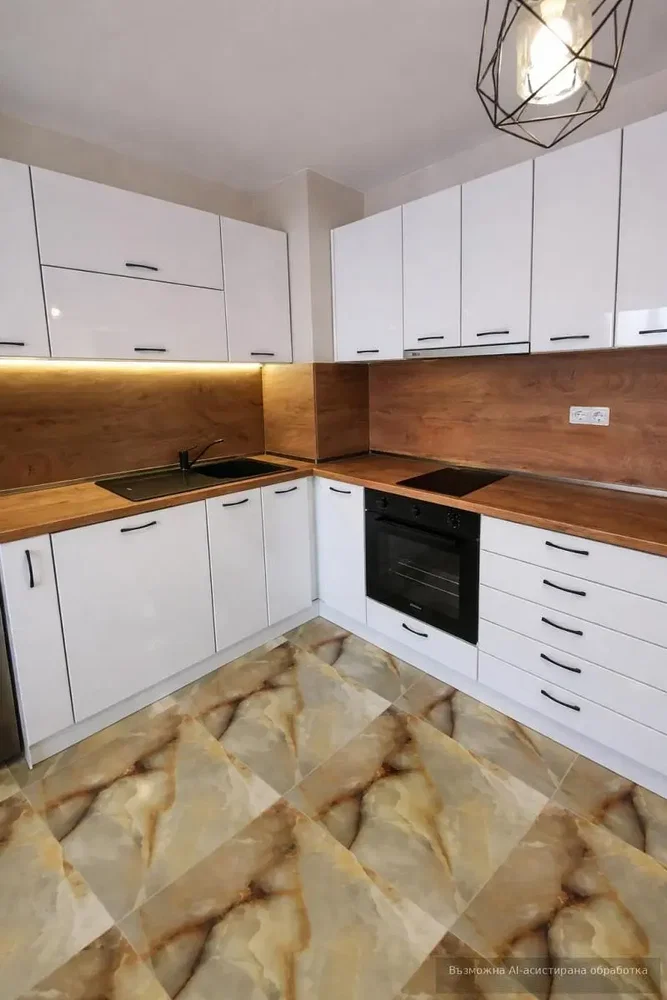 Cucina; elettrodomestici, pavimento in piastrelle, ristrutturato, luce naturale, stile moderno