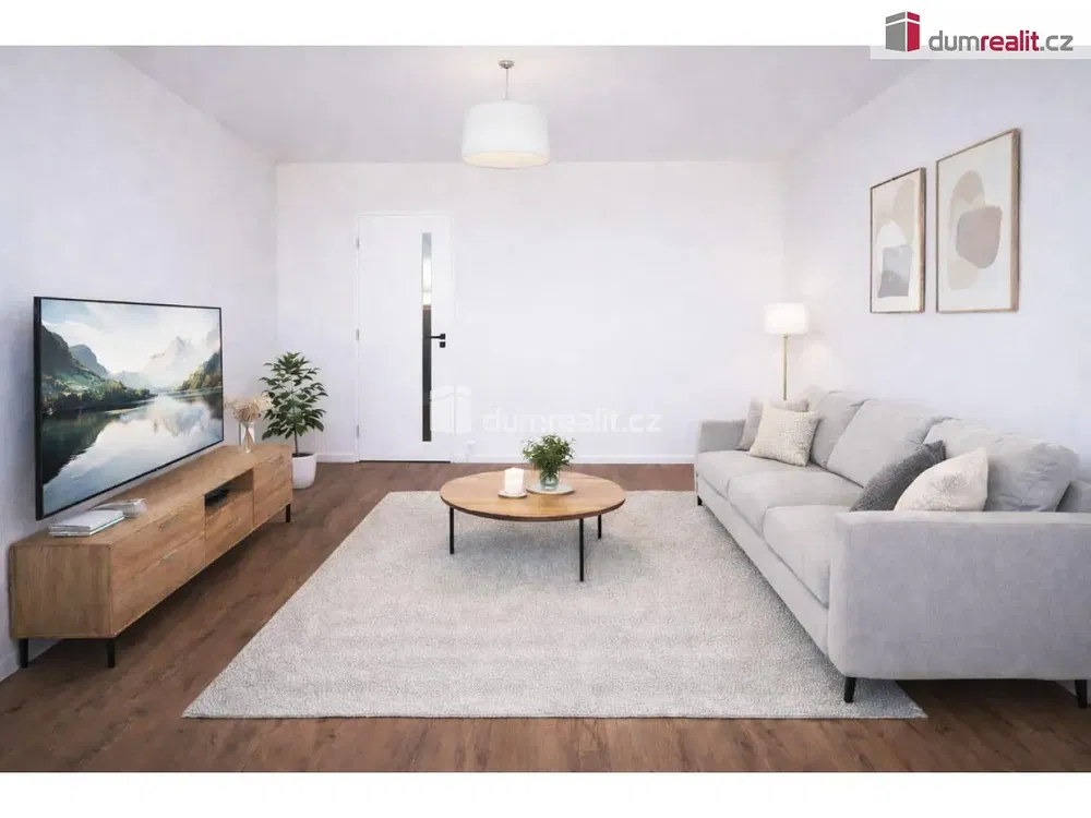 Obývací pokoj; moderní styl, dřevěná podlaha, přirozené světlo
