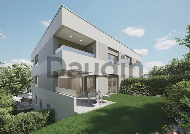 House and surroundings; view