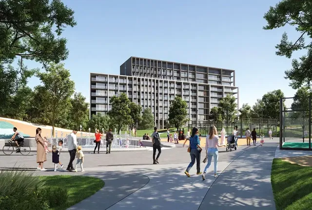 House and surroundings; view