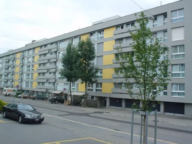 House and surroundings; view