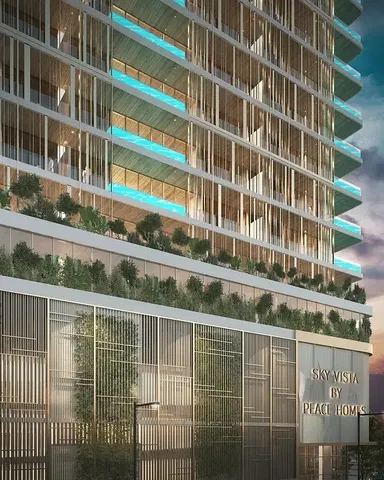 House and surroundings; view, high ceiling, modern style