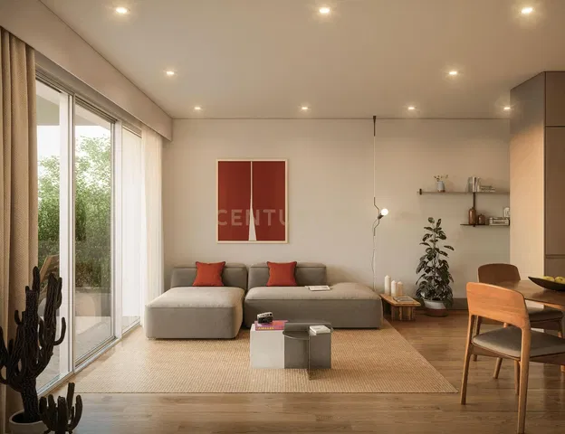 Salon; vue, parquet, lumière naturelle, style moderne