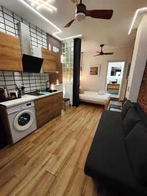 Oturma odası; mutfak aletleri, doğal ışık, modern stil