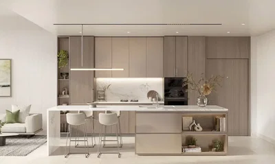 Cuisine; électroménager, lumière naturelle, style moderne