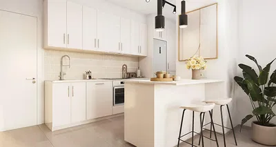 Кухиња; кухињски апарати, природно светло, модерни стил, плочице