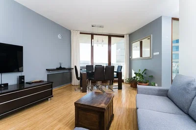 Salon; parquet, lumière naturelle, style moderne