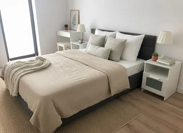 Schlafzimmer; tageslicht, moderner stil, holzboden