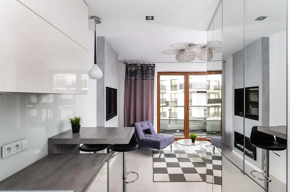 Salon; vue, style moderne, lumière naturelle