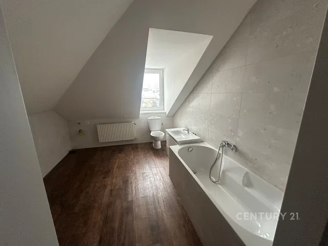 Bathroom; tile floor, wood floor, natural light, renovated