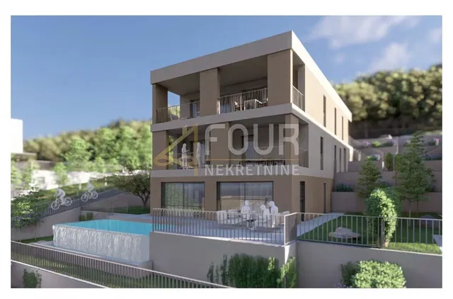 House and surroundings; view