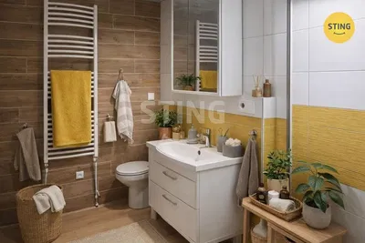 Bagno; pavimento in piastrelle, ristrutturato, luce naturale, stile moderno