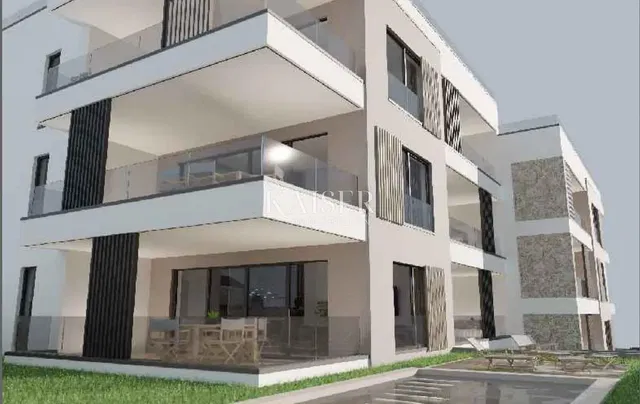 House and surroundings; view