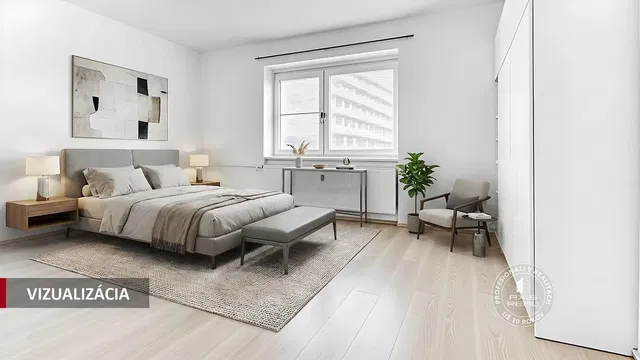 Spálňa; prirodzené svetlo, moderný štýl, drevená podlaha