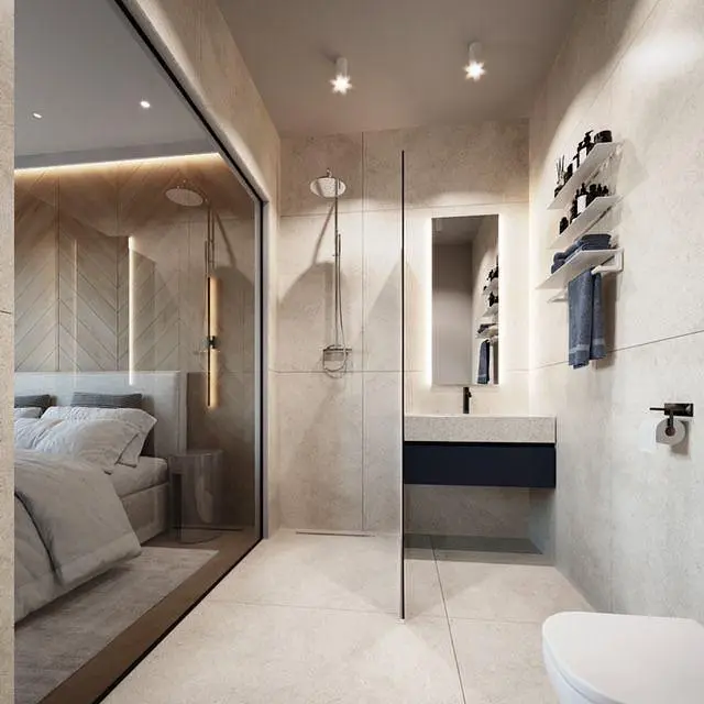 Koupelna; dlažba, po rekonstrukci, přirozené světlo