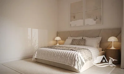 Yatak odası; doğal ışık, modern stil