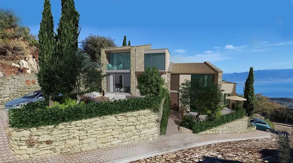 Maison et environs; vue