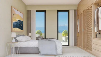 Chambre; vue, lumière naturelle, style moderne