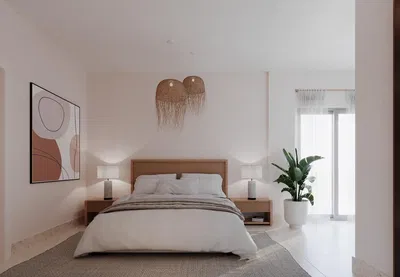 Chambre; lumière naturelle, style moderne