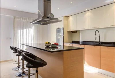 Кухиња; кухињски апарати, плочице, природно светло, модерни стил