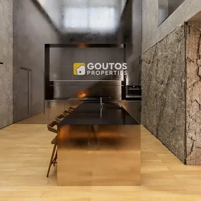 Kuchyně; kuchyňské spotřebiče, dřevěná podlaha, moderní styl