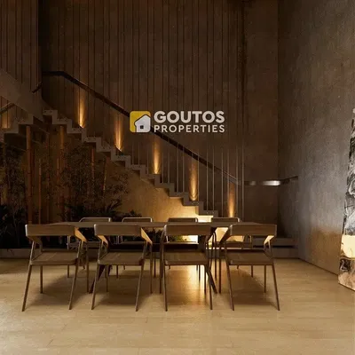 Jídelna; dřevěná podlaha, moderní styl