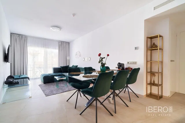 Living room; tile floor, modern style, natural light