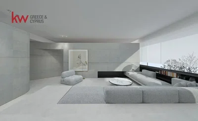 Obývací pokoj; výhled, moderní styl, přirozené světlo