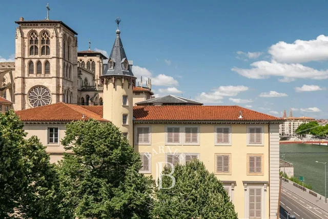 House and surroundings; view