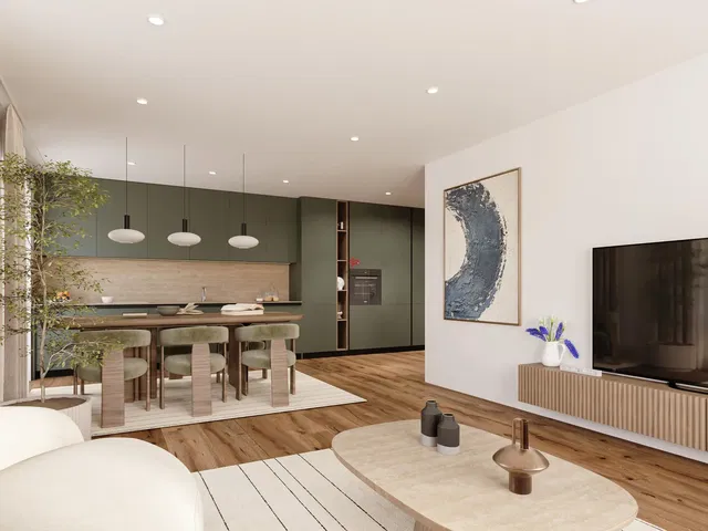 Living room; natural light, modern style, wood floor
