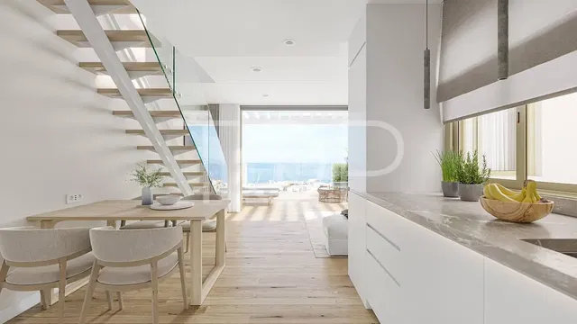 Cocina; vista, suelo de madera, luz natural, estilo moderno